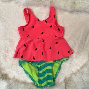 Cat and Jack two piece watermelon girls swimsuit